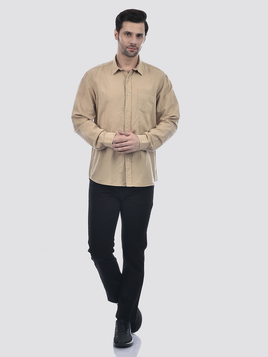 Numero Uno Men Solid Beige Shirt